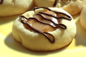 Thumbprint Homemade Twix Shortbread Cookies